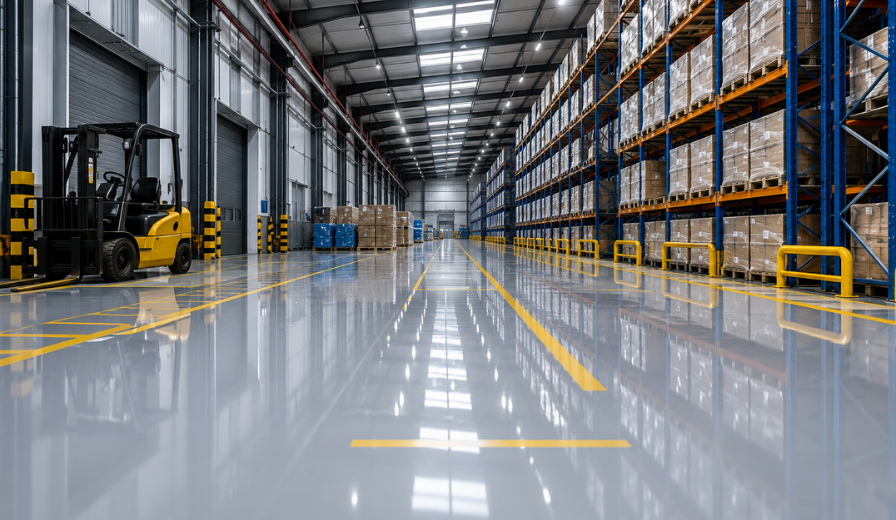 High-Traffic Warehouse Floor Protection with Epoxy Floor Coatings Background