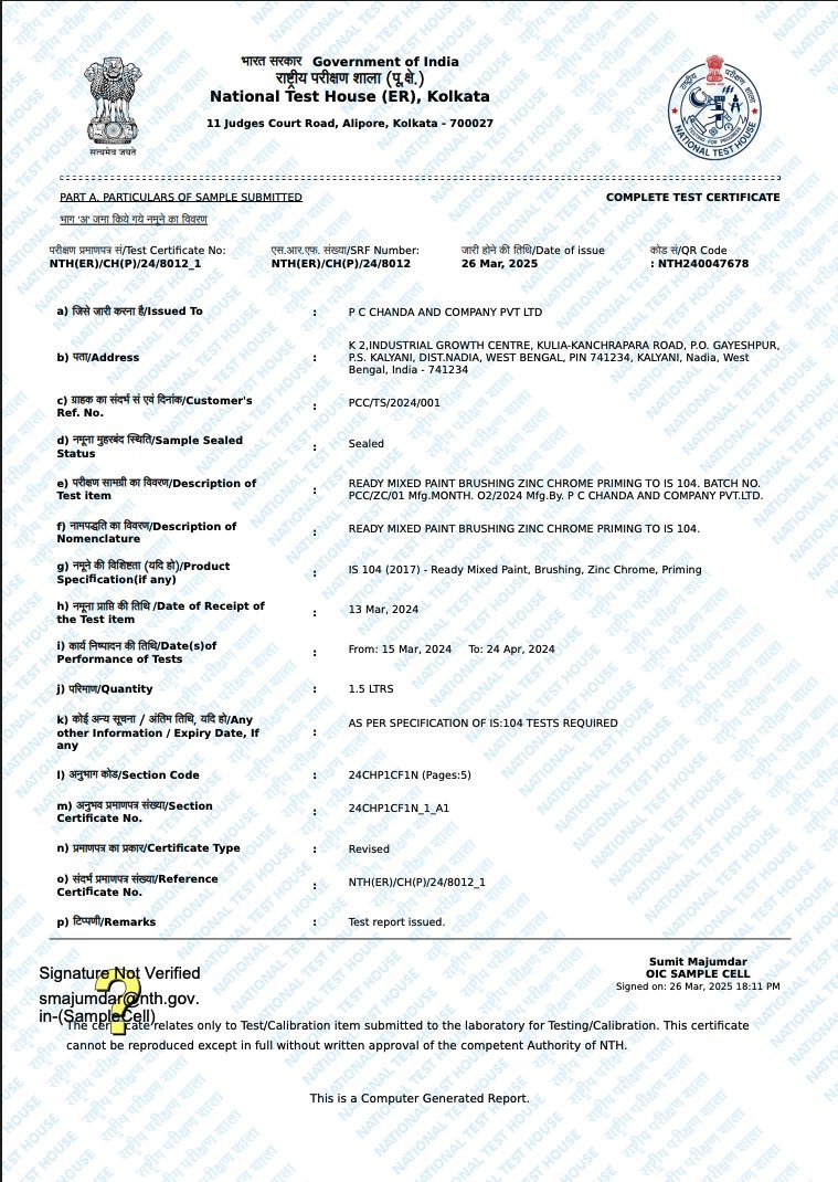 Zinc Chrome Primer as per IS:104