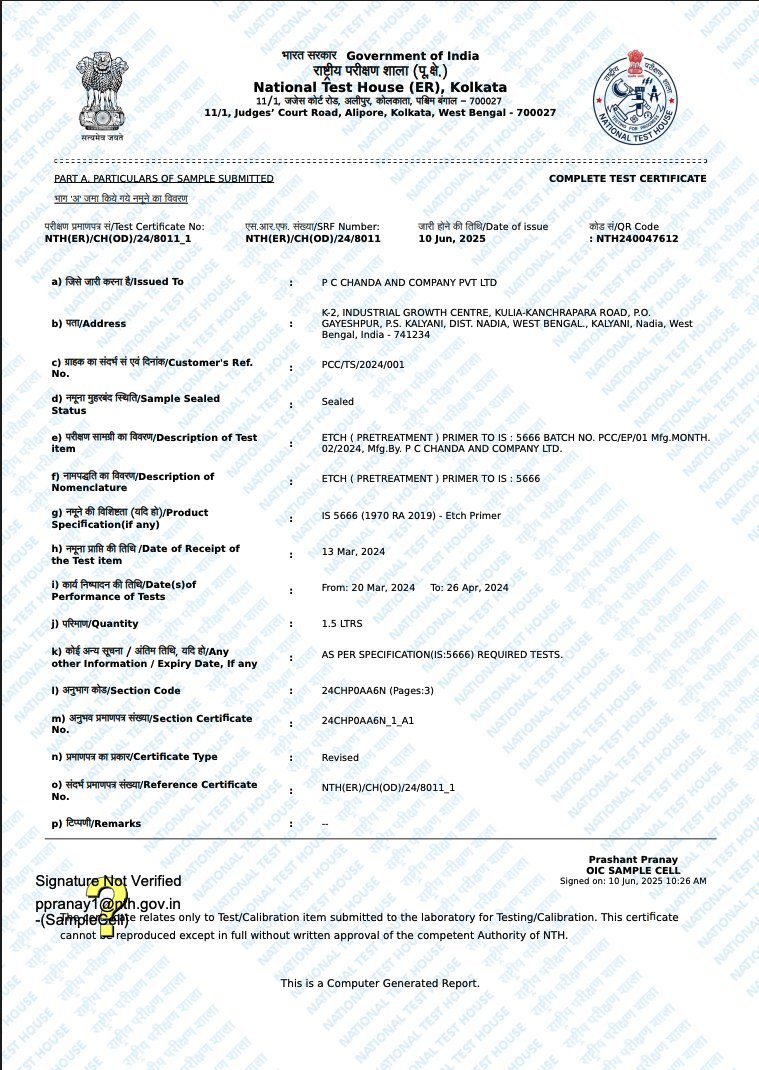 Etch Primer as per IS:5666